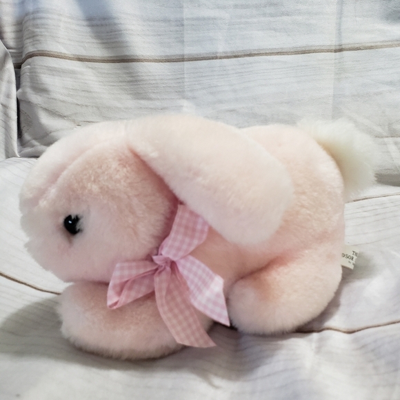 Vintage Windsor Collection By Chosun Pink White Bunny Rabbit 9" Stuffed Animal - Picture 1 of 9
